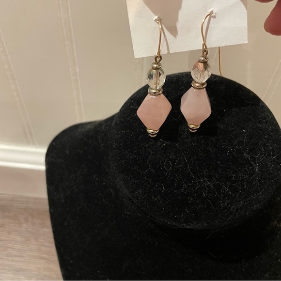 Rose Quartz Dangle Earrings - Picture 2 of 3